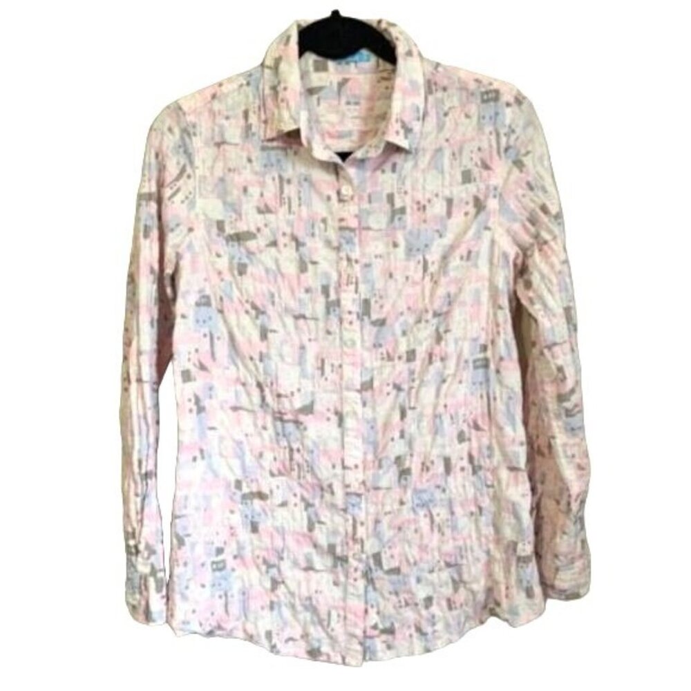 J.Mclaughlin Pastel Abstract Button Down Top Size XS Long Sleeve Casual Office